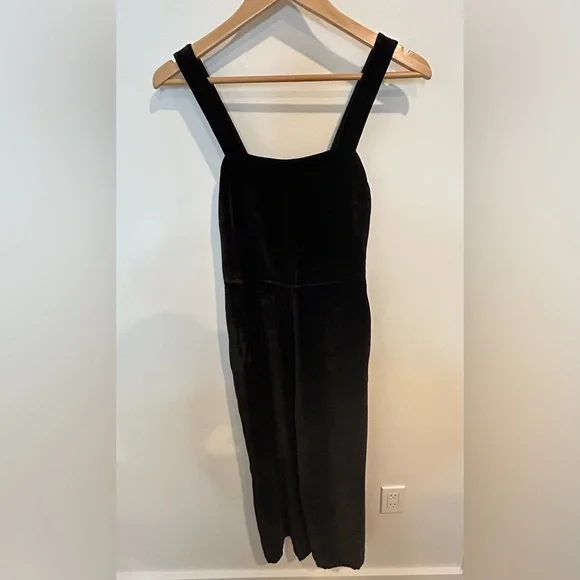 MADEWELL Crushed Velvet Black Jumpsuit, Size 00 - Picture 6 of 13